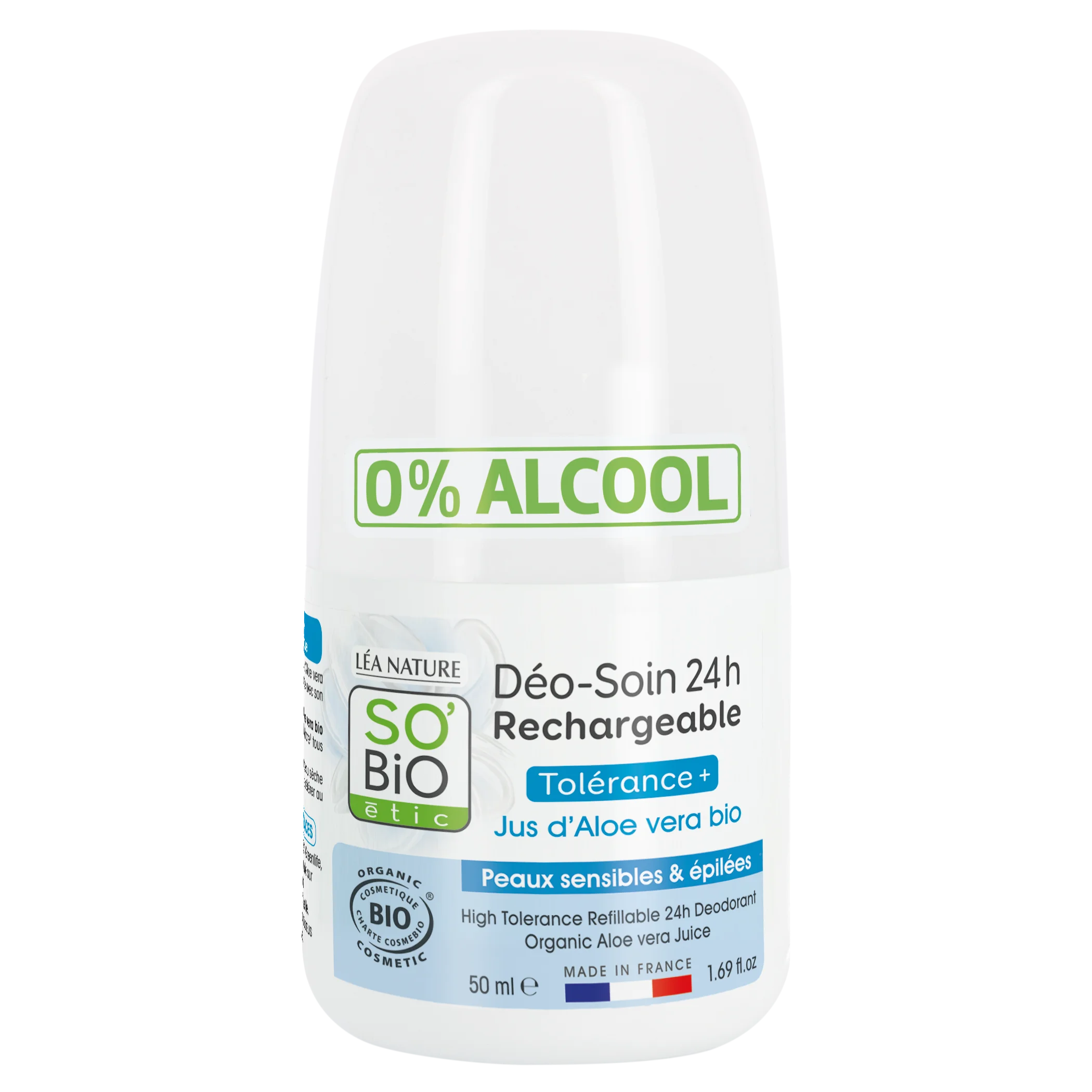 SO’BiO étic Golyós dezodor 24h - Tolerance+ BIO Aloe verával (50 ml) - hatékony akár 24 órán át