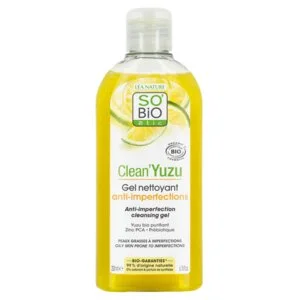 SO’BiO étic Tisztító gél bőrhibák ellen - Clean Yuzu BIO (200 ml) - ideális zsíros bőrre