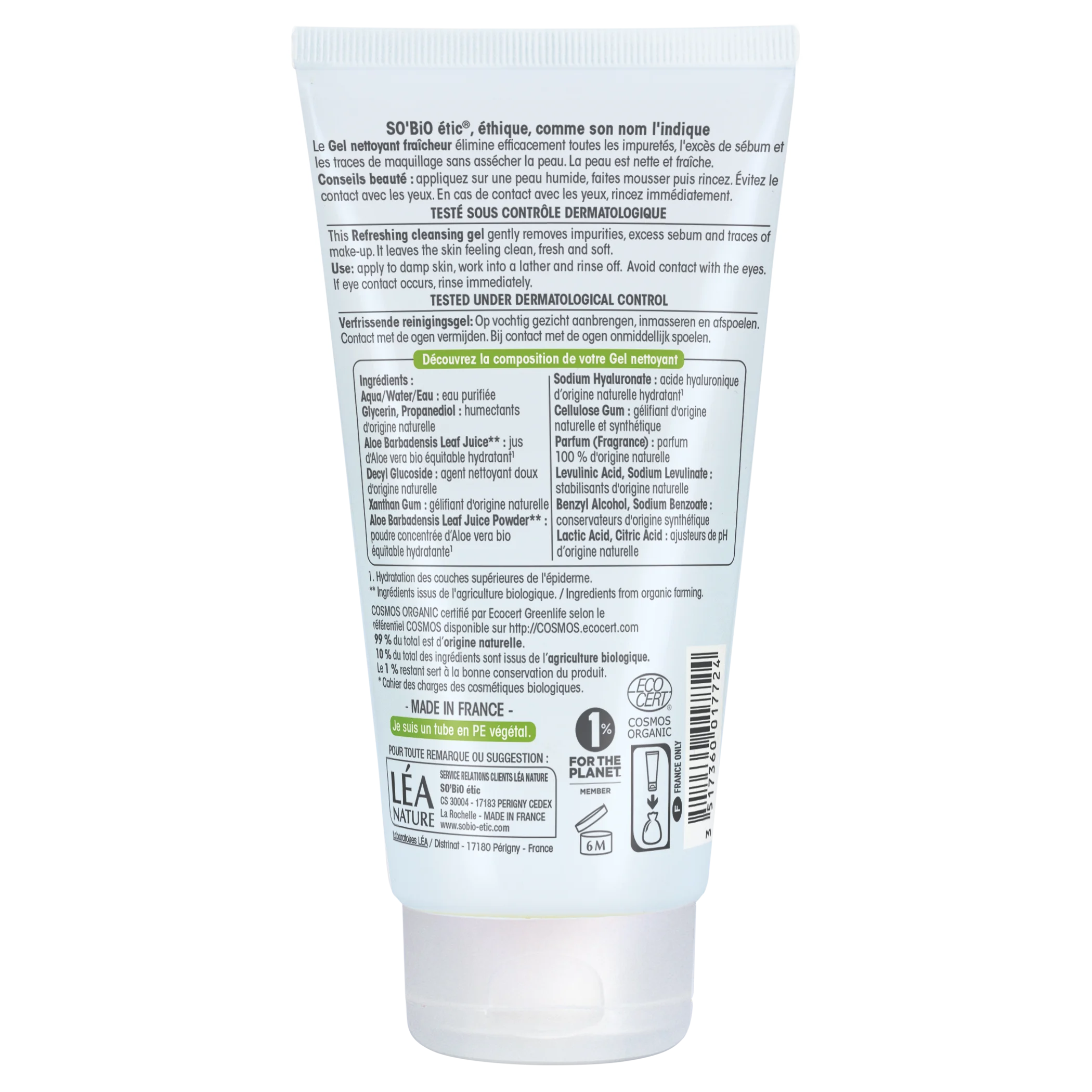 SO’BiO étic BIO Aloe vera hidratáló arctisztító gél (150 ml) - minden bőrtípusra