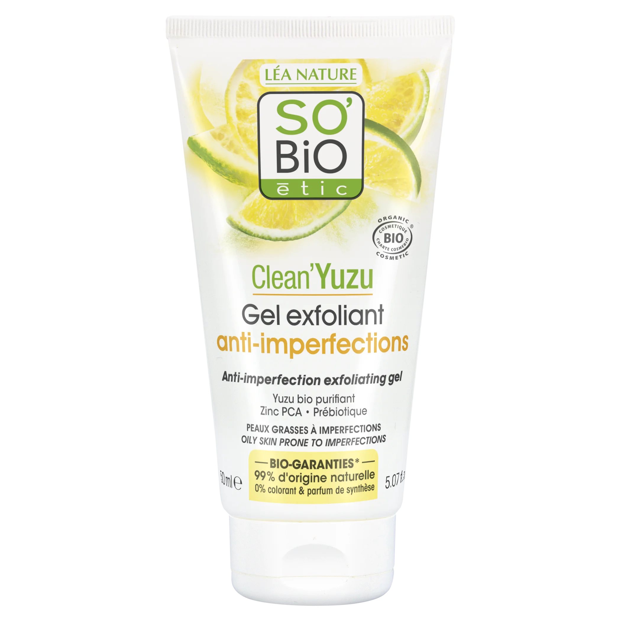 SO’BiO étic Exfoliáló arcgél - Clean Yuzu BIO (150 ml) - ideális zsíros bőrre