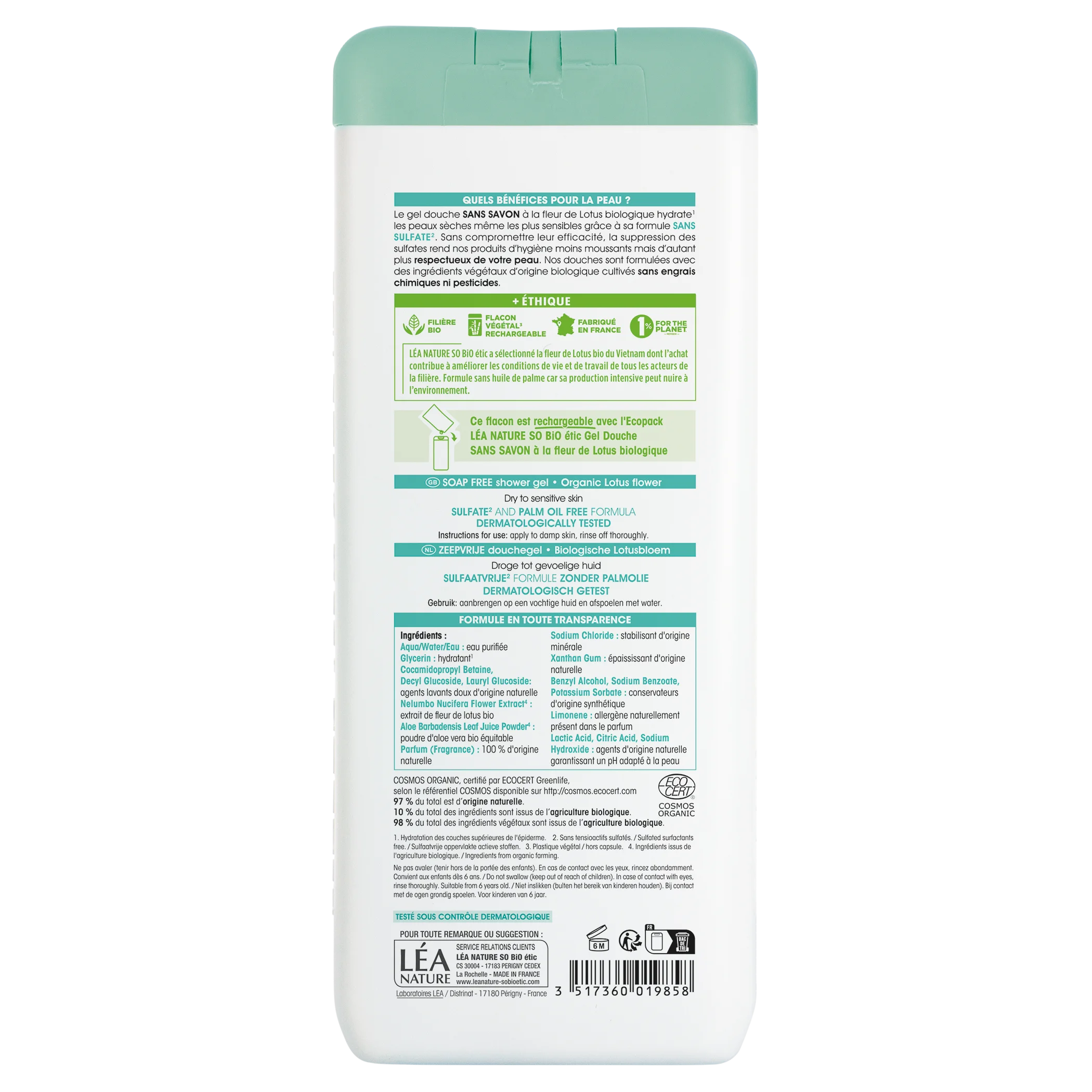 SO’BiO étic BIO SZAPPANMENTES tusfürdő lótuszvirággal (650 ml) - ideális száraz és érzékeny bőrre