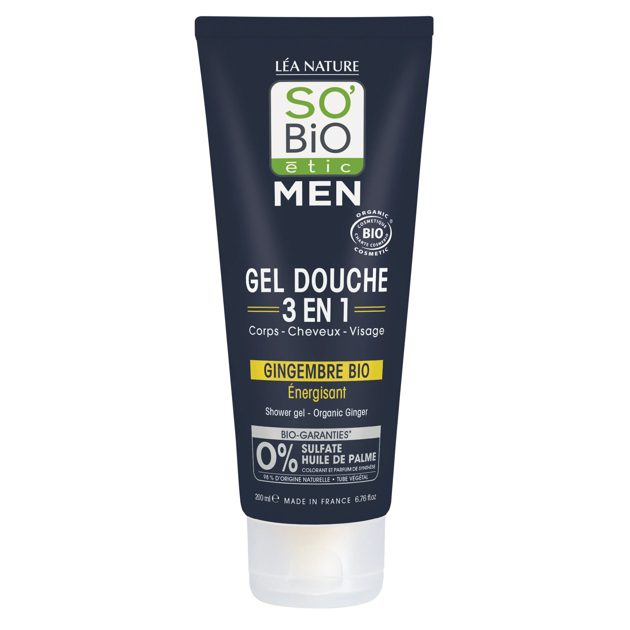 SO’BiO étic MEN 3 az 1-ben tusfürdő – élénkítő BIO gyömbér (200 ml) – testre, arcra és hajra