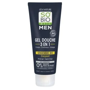 SO’BiO étic MEN 3 az 1-ben tusfürdő – élénkítő BIO gyömbér (200 ml) – testre, arcra és hajra