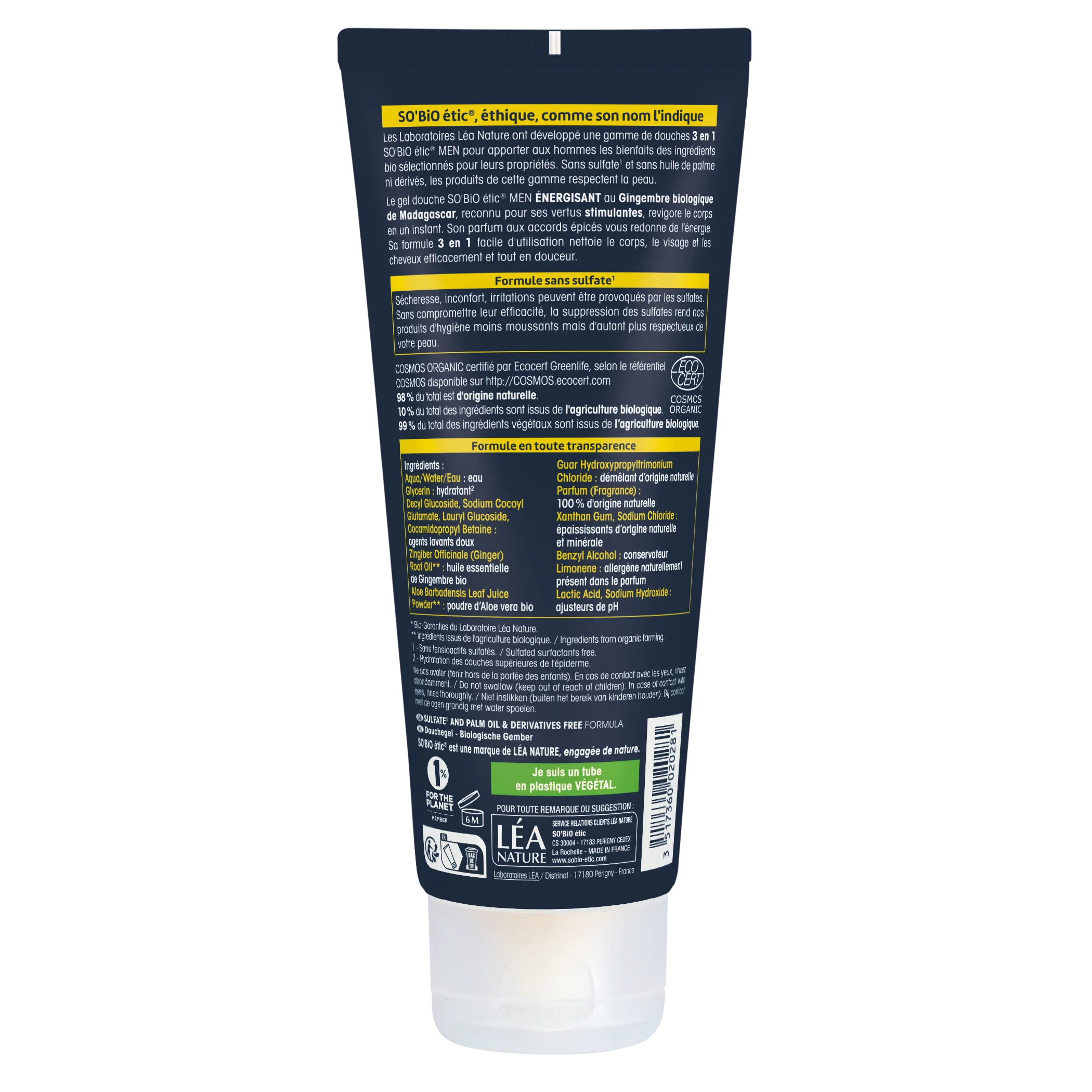 SO’BiO étic MEN 3 az 1-ben tusfürdő – élénkítő BIO gyömbér (200 ml) – testre, arcra és hajra