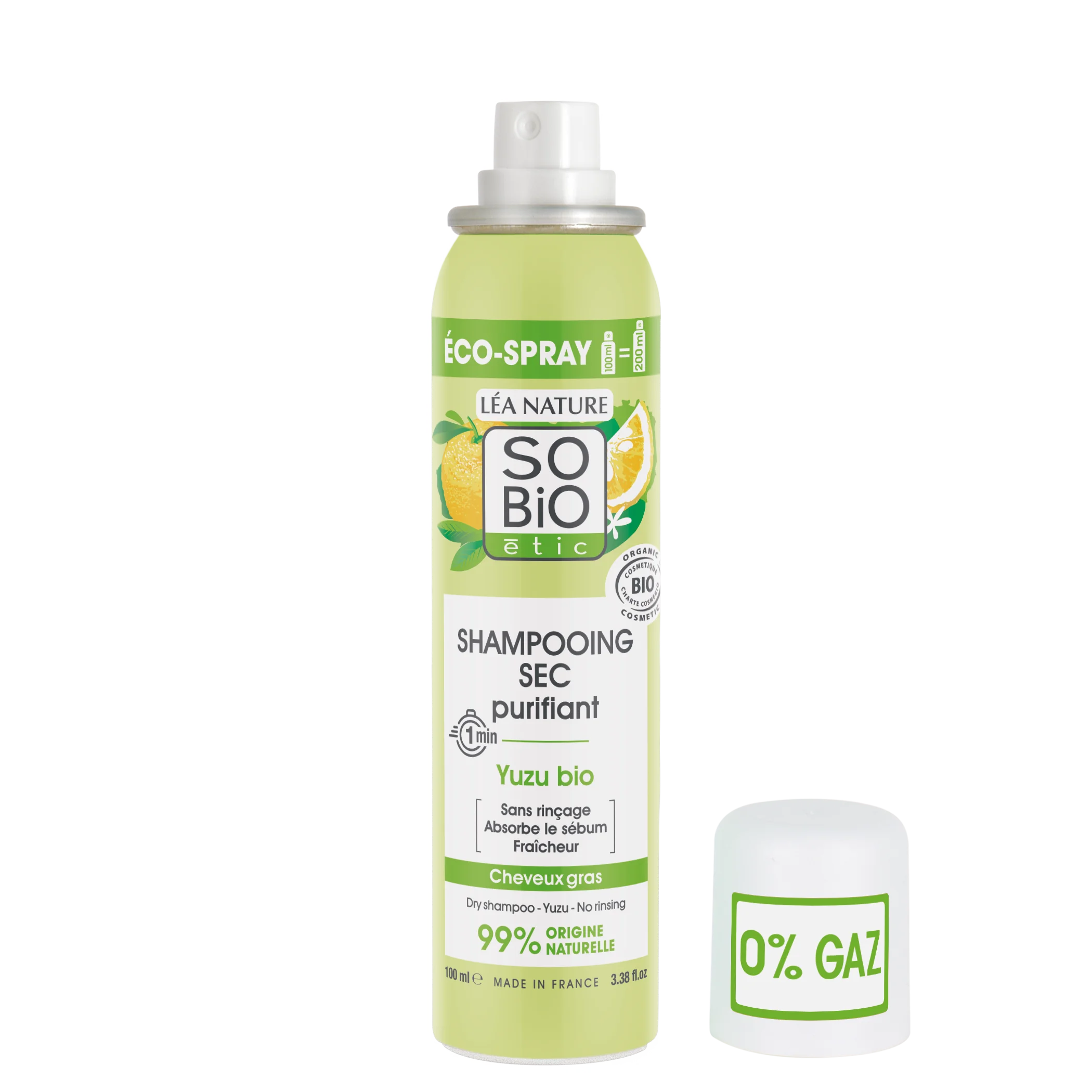 SO’BiO étic Tisztító szárazsampon spray BIO yuzuval (100 ml) – frissé és simává teszi a hajat