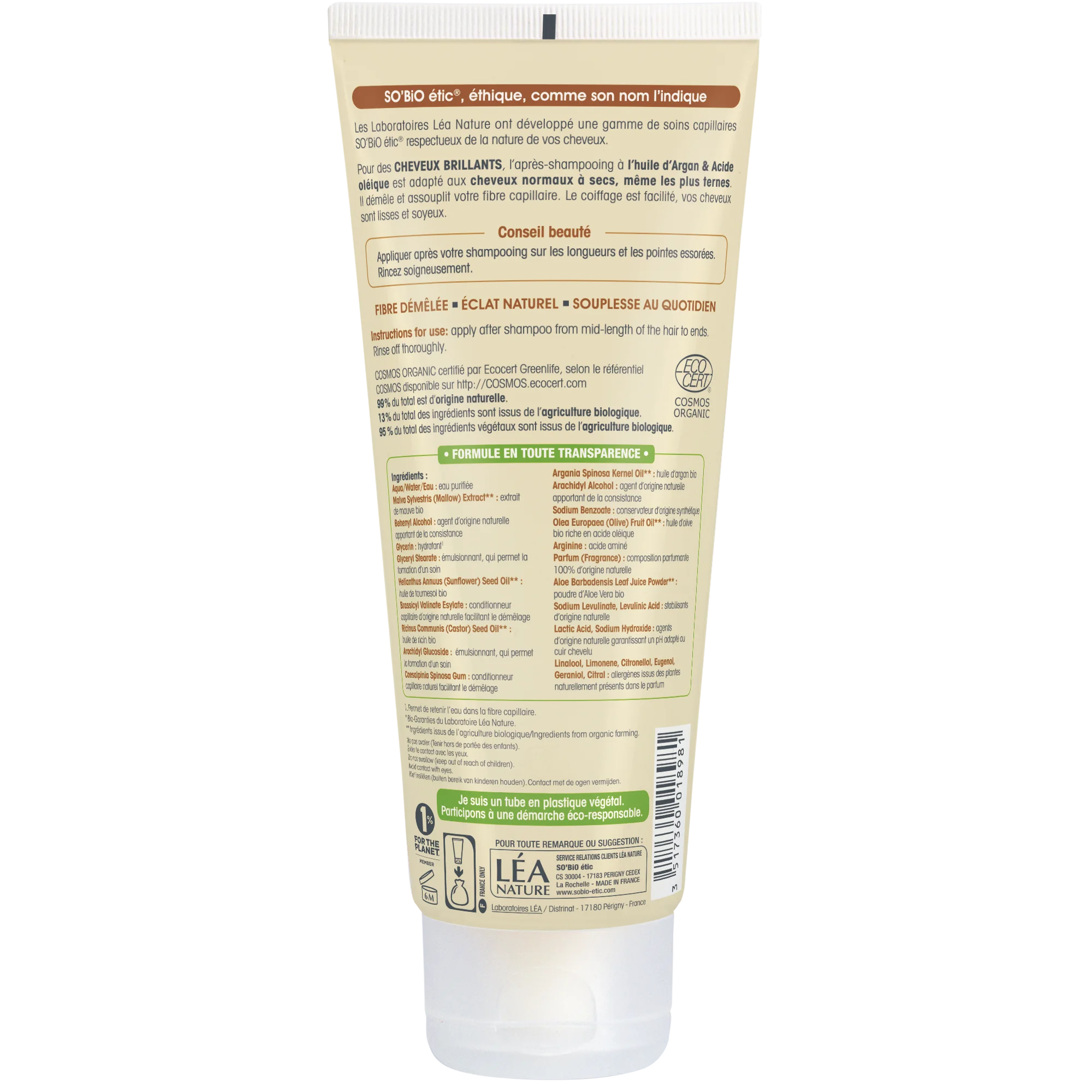 SO’BiO étic Fényesítő argán kondicionáló - normál és száraz hajra BIO (200 ml) - a hajat fényessé és puhává teszi
