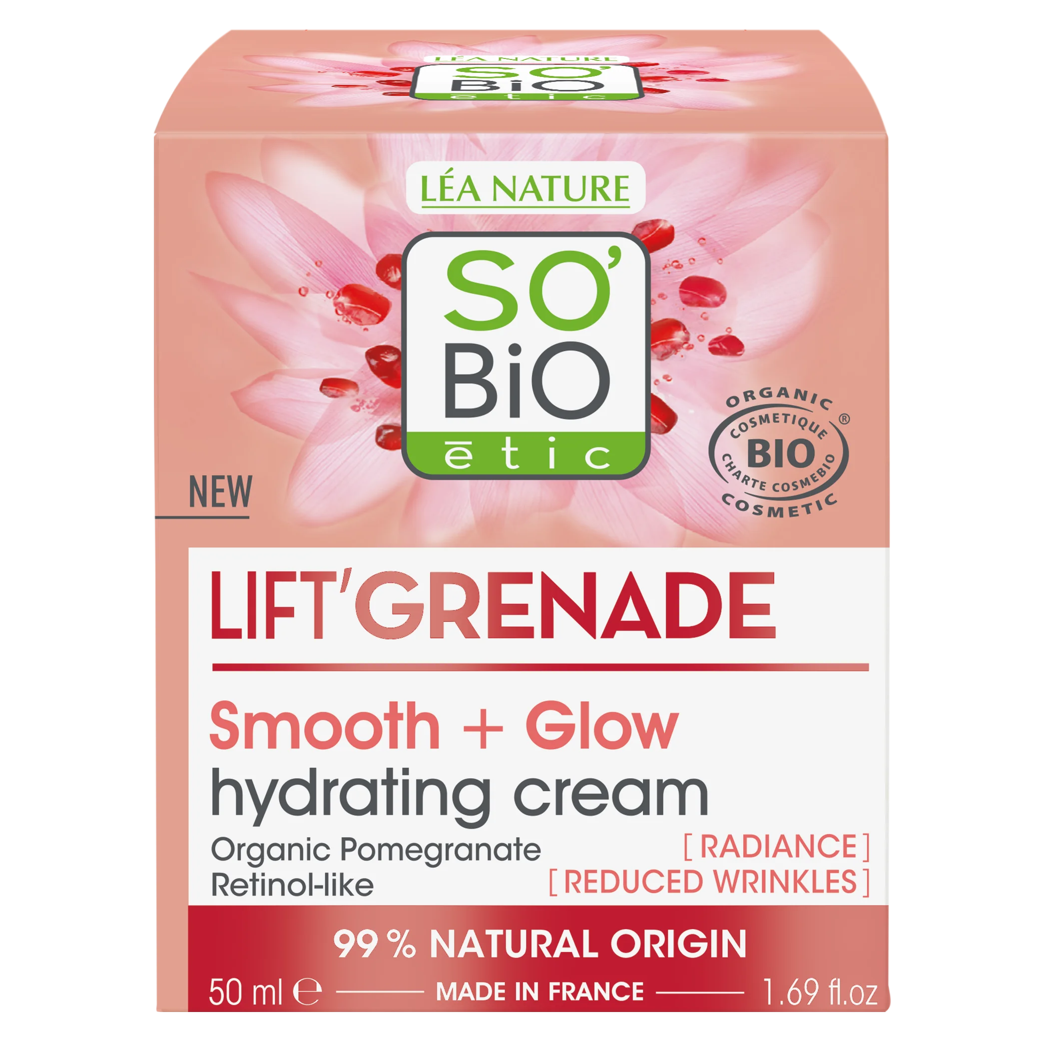 SO’BiO étic Lift'Grenade BIO ragyogást fokozó nappali ránctalanító krém (50 ml) - gránátalmával