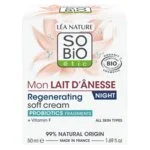 SO’BiO étic BIO éjszakai regeneráló krém szamártejjel (50 ml) - habosított textúra