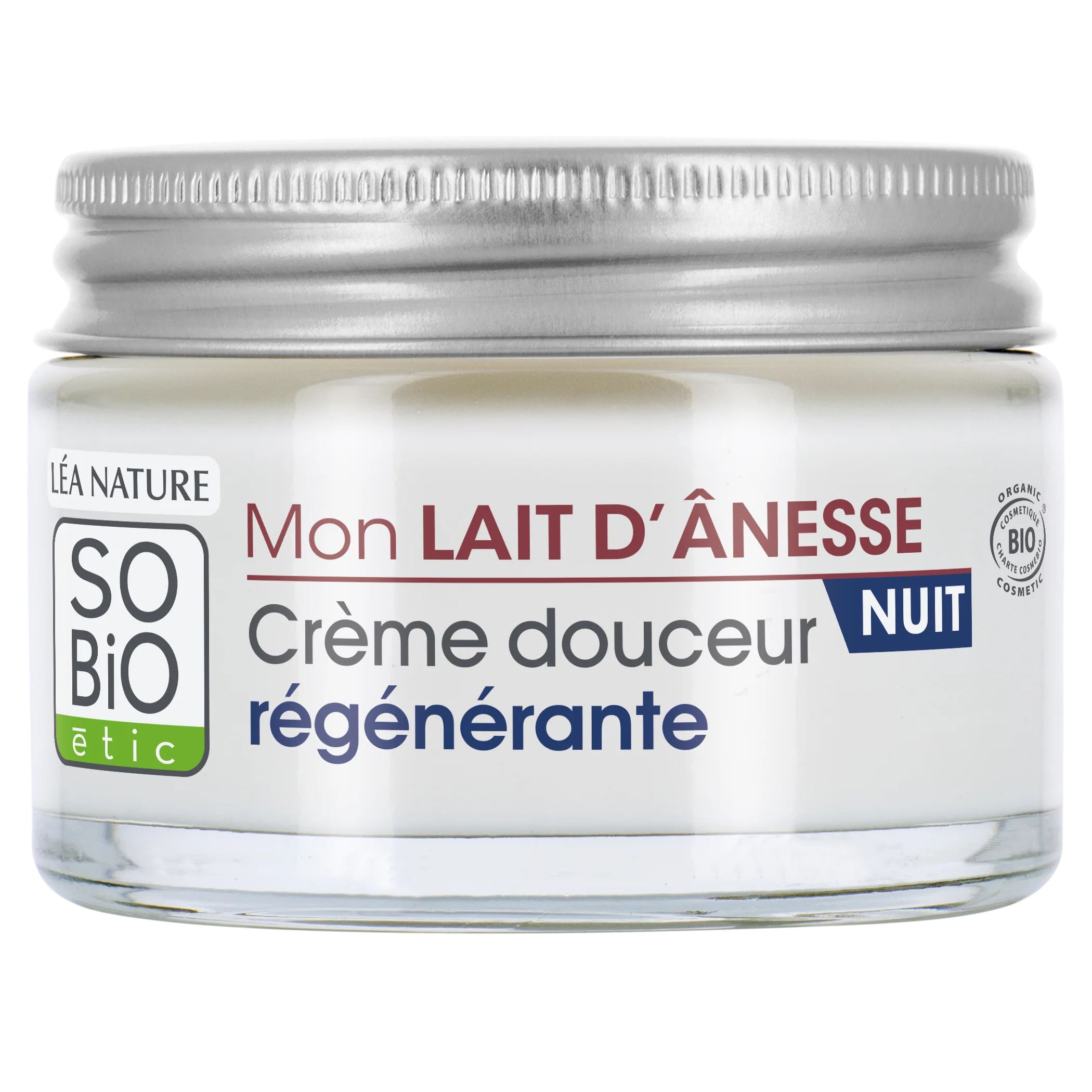 SO’BiO étic BIO éjszakai regeneráló krém szamártejjel (50 ml) - habosított textúra