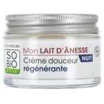 SO’BiO étic BIO éjszakai regeneráló krém szamártejjel (50 ml) - habosított textúra