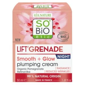 SO’BiO étic Éjszakai ragyogásfokozó ránctalanító krém Lift'Grenade BIO (50 ml) - gránátalmával