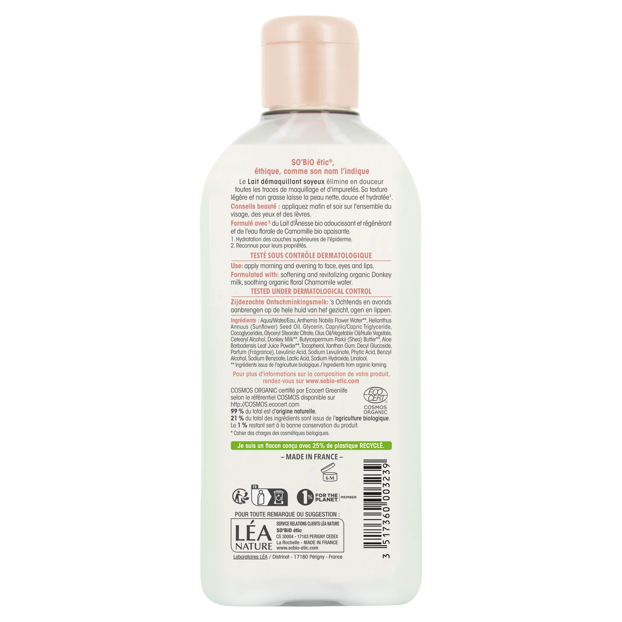 SO’BiO étic BIO sminklemosó tej szamártejjel (200 ml) – gyengéden eltávolítja a sminket és a szennyeződéseket