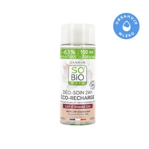 SO’BiO étic 24 órás hidratáló roll-on dezodor utántöltő BIO szamártejjel (150 ml) - egy utántöltő három roll-ont helyettesít