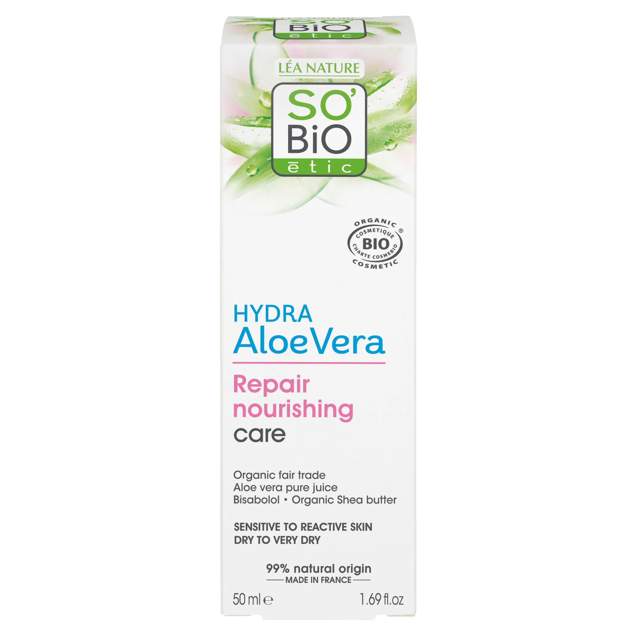 SO’BiO étic Tápláló regeneráló ápolás Aloe verával érzékeny bőrre BIO (50 ml) - hidratálja és táplálja a bőrt
