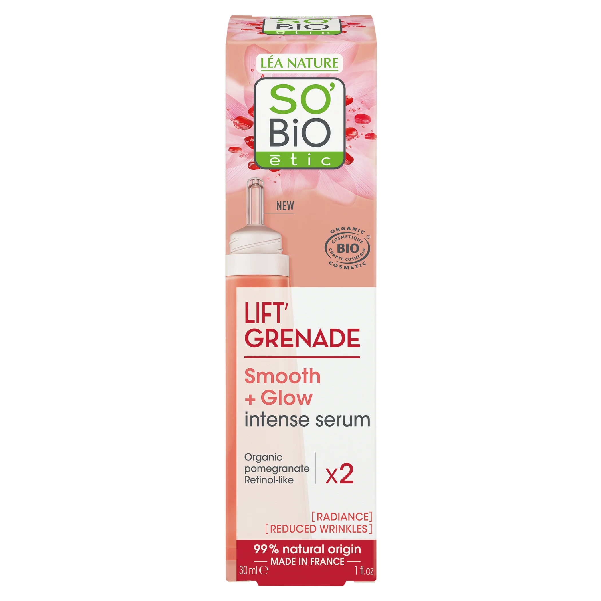 SO’BiO étic Ragyogást fokozó, ránctalanító Lift'Grenade BIO szérum (30 ml) - gránátalmával