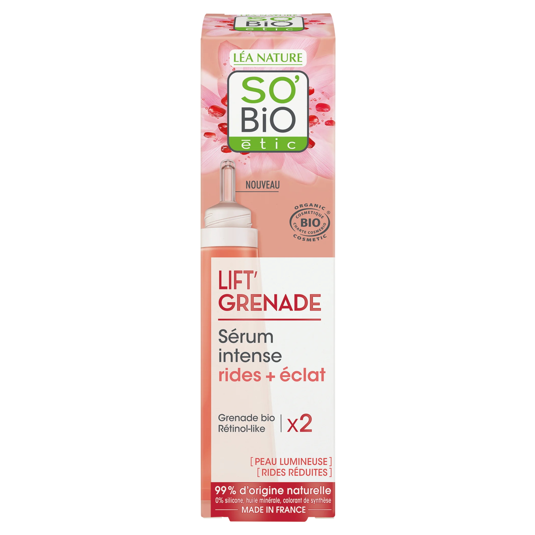 SO’BiO étic Ragyogást fokozó, ránctalanító Lift'Grenade BIO szérum (30 ml) - gránátalmával