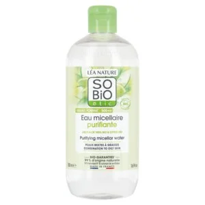 SO’BiO étic Aloe Vera tisztító micellás víz – cinkkel és citrusfélékkel BIO (500 ml) – ideális vegyes és zsíros bőrre