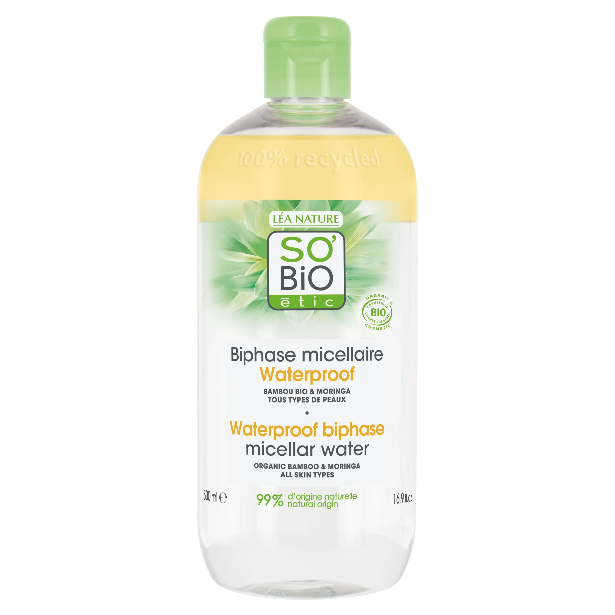 SO’BiO étic Kétfázisú micellás víz - Pur BAMBOO BIO (500 ml) - bio bambusszal és moringával