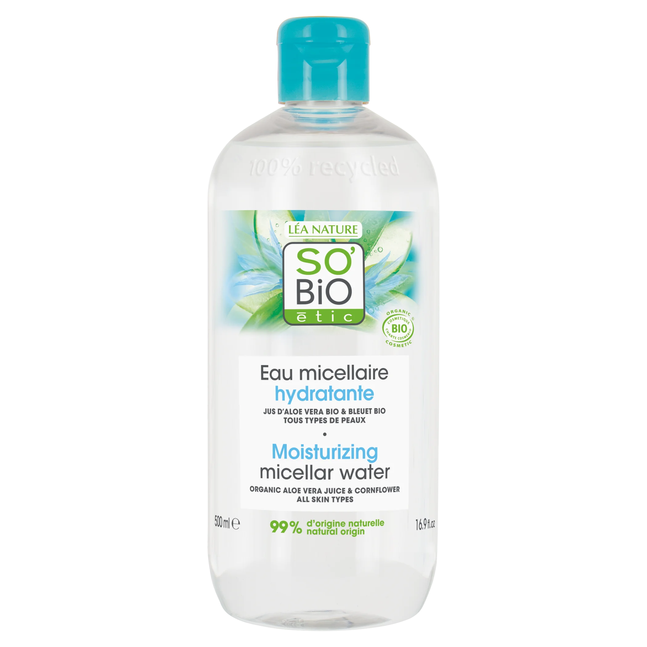 SO’BiO étic Hidratáló micellás víz BIO Aloe verával (500 ml) - búzavirágvízzel gazdagítva