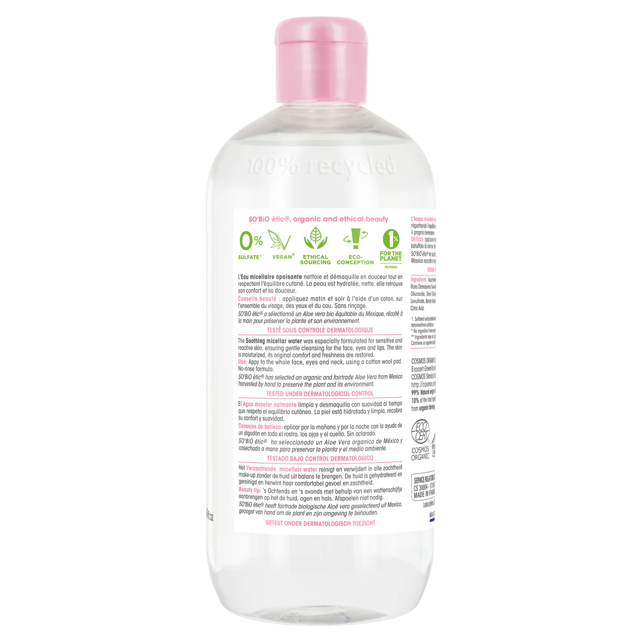 SO’BiO étic Nyugtató BIO Aloe Vera micellás víz (500 ml) - kamillavízzel gazdagítva