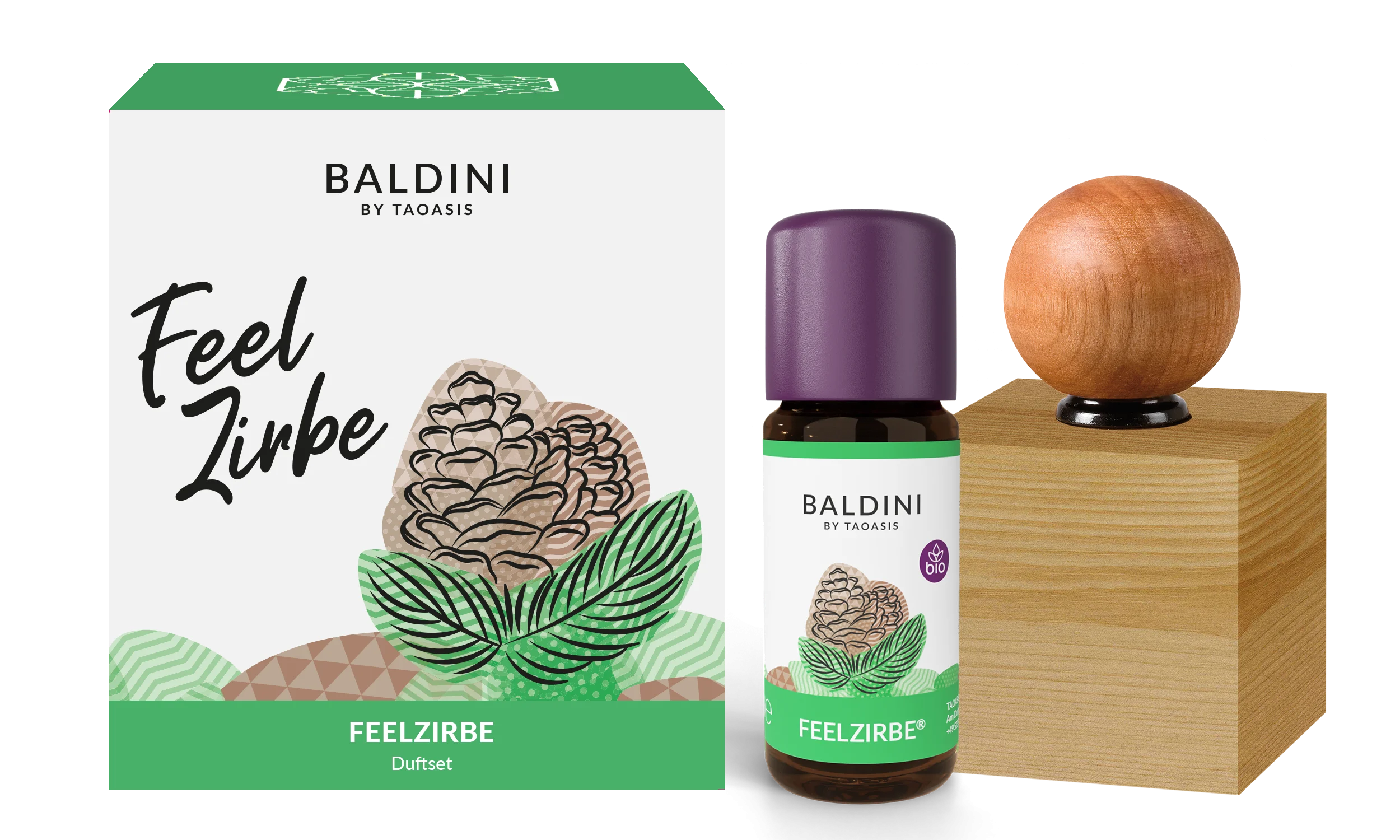 Taoasis Baldini FeelPine BIO aroma szett (10 ml) – fa dekoráció diffúzorként