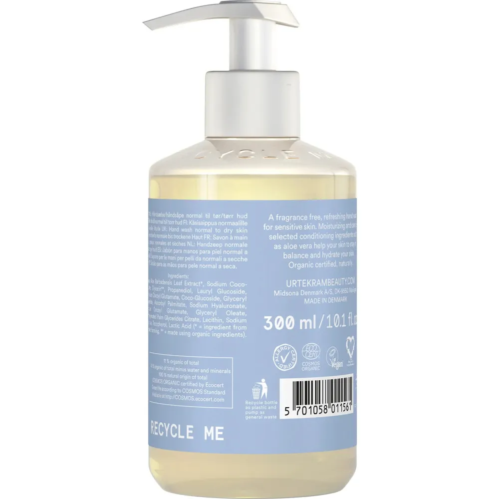Urtekram Folyékony kéziszappan parfüm nélkül 300ml BIO, VEG