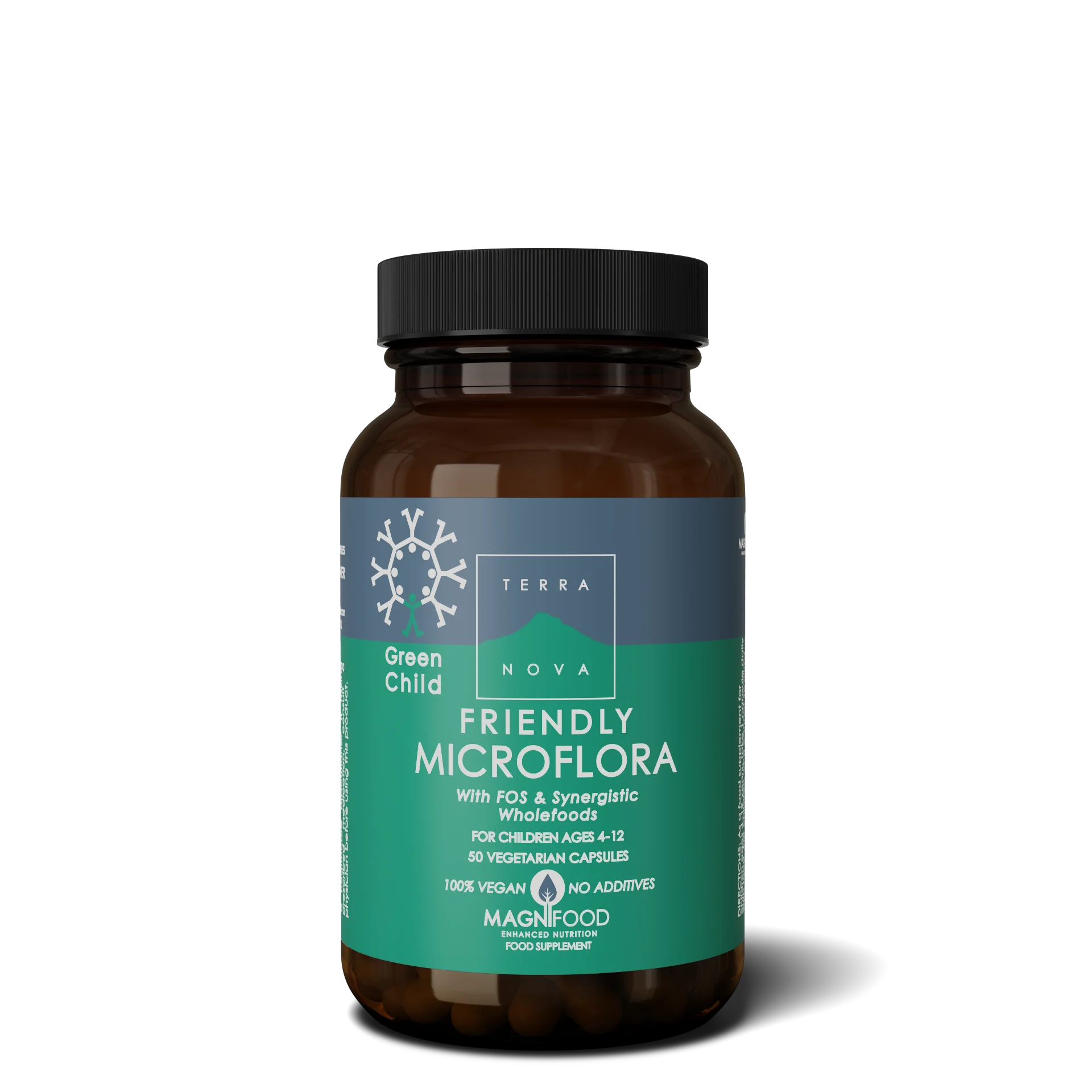 Terranova Health Green Child Friendly Microflora (50 kapszula) - 4–12 éves gyermekek számára alkalmas