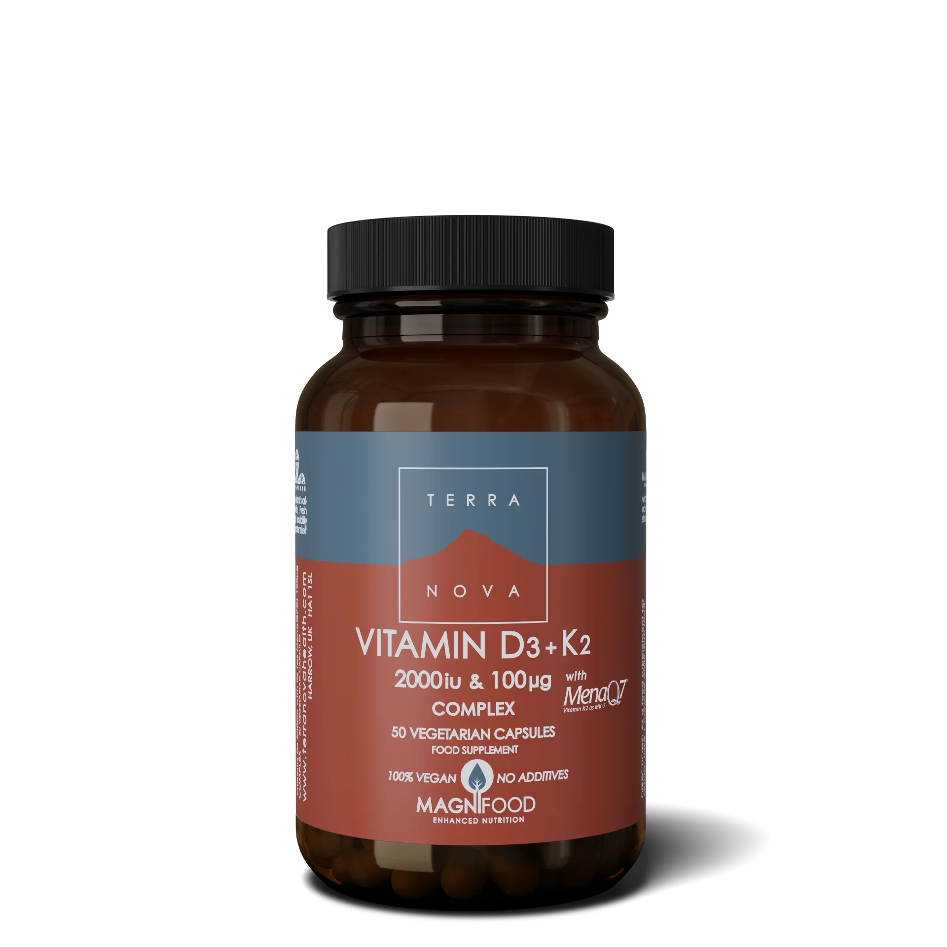 Terranova Health D3-vitamin 2000 NE & K2-vitamin 100 µg Komplex (50 kapszula) - D3-vitamin zuzmóból és K2-vitamin csicseriborsóból