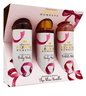 The Indulgent Bathing Co. Serene Moments ajándékszett tusfürdő 240 ml + habfürdő 240 ml + testpermet