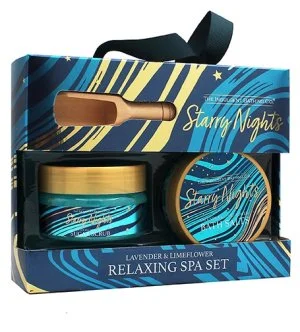 The Indulgent Bathing Co. Starry Nights ajándékszett testradír 135 g + fürdősó 105 g