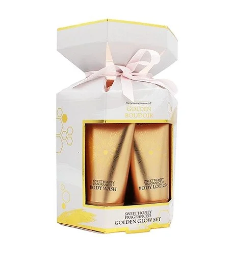 Golden Boudoir ajándékszett tusfürdő + testápoló tej 50 ml + fürdőszivacs