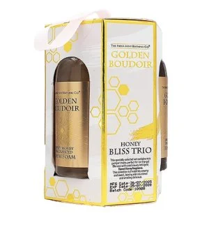 The Indulgent Bathing Co. Golden Boudoir ajándékcsomag tusfürdő 60 ml + habfürdő 60 ml + testápoló