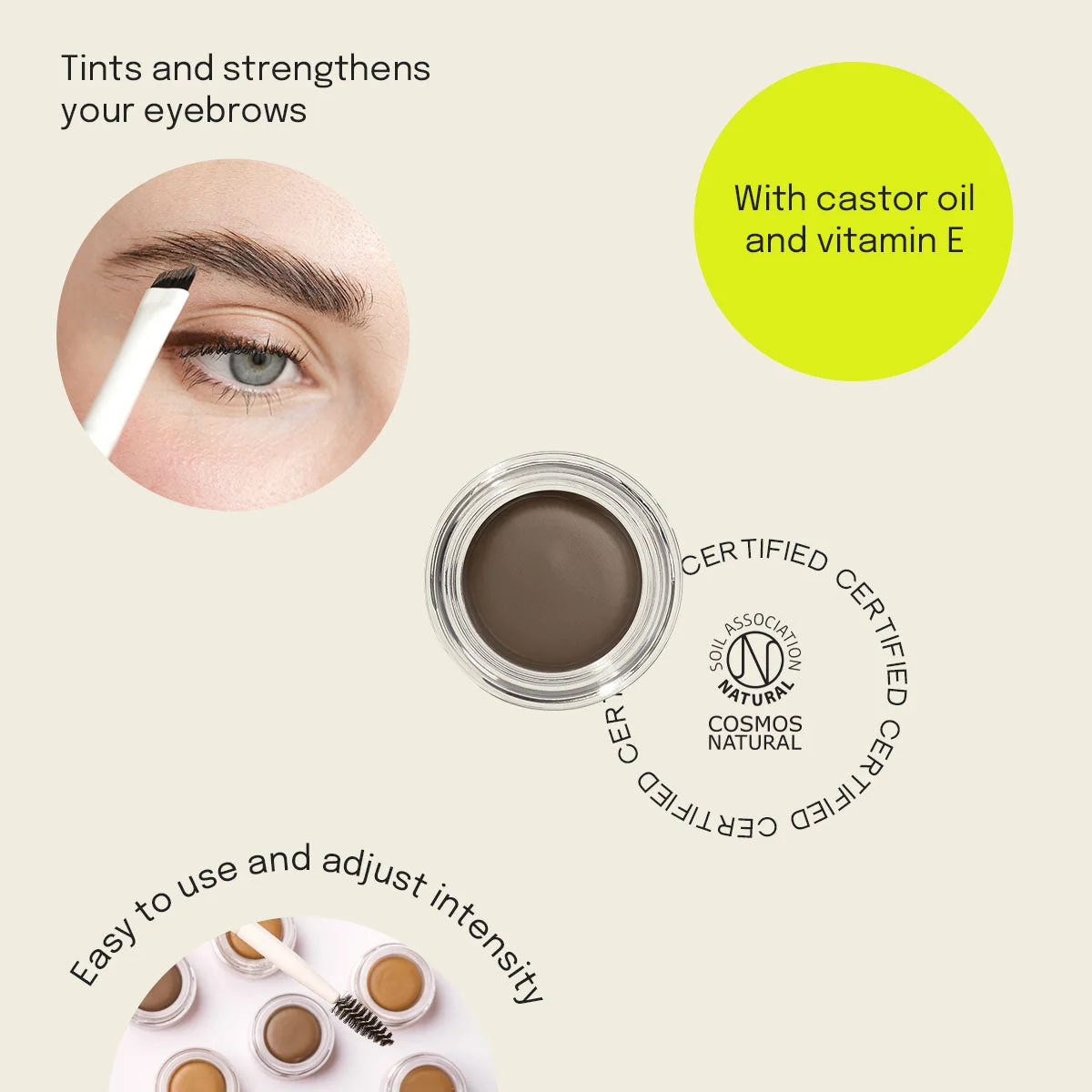 Uoga Uoga Krémes szemöldökpomádé (2,5 ml) 796 Taupe - Medium Brown - 3 árnyalat az optikailag dúsabb szemöldökért
