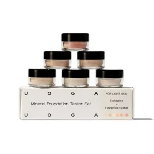 Uoga Uoga Ásványi alapozó teszterkészlet (6 x 0,7 g) Light - 5 alapozó + 1 pirosító bőrtónus szerint