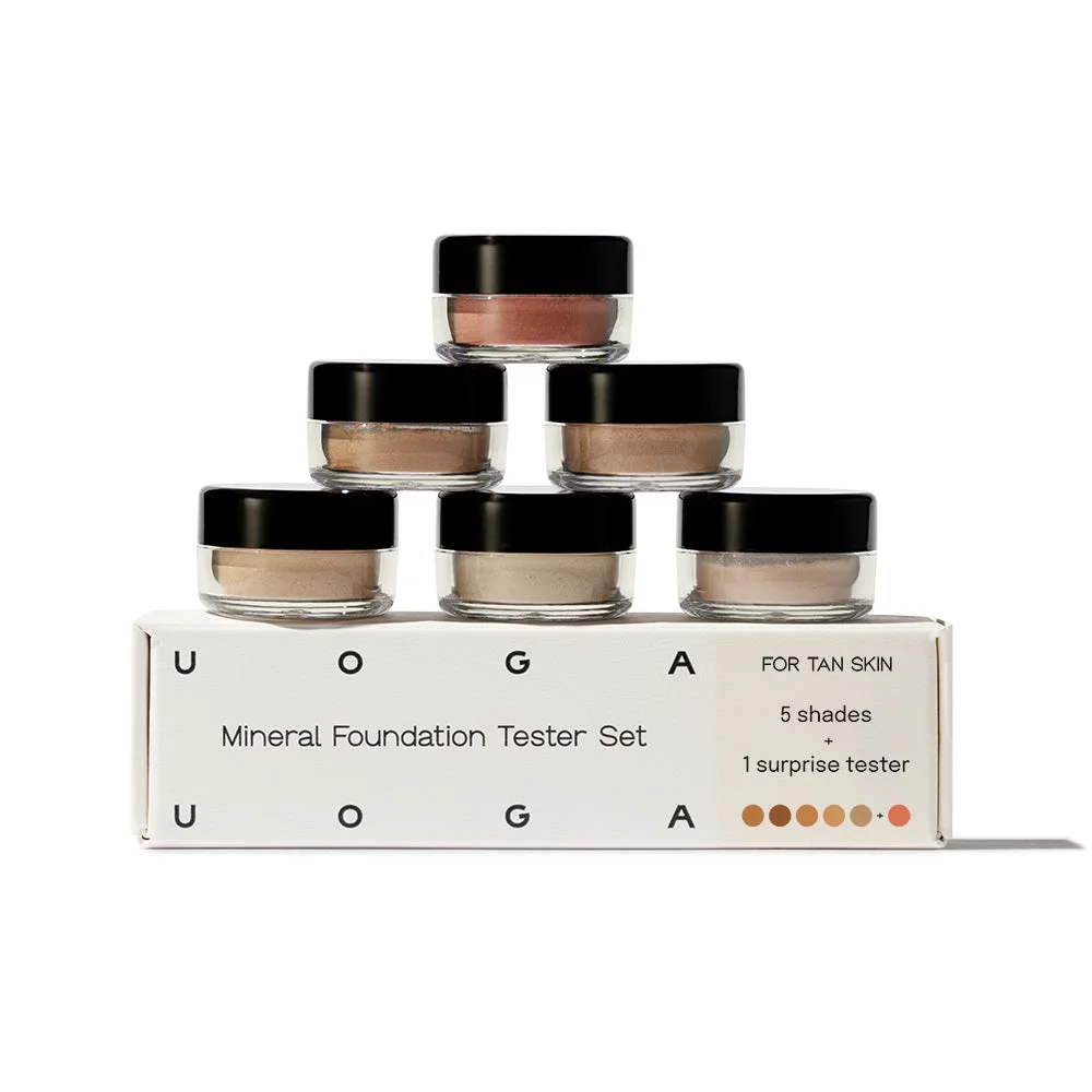 Uoga Uoga Ásványi alapozó teszterkészlet (6 x 0,7 g) Medium / Tan - 5 alapozó + 1 pirosító, bőrtónushoz igazítva