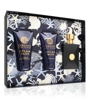Versace Dylan Blue Pour Homme ajándékcsomag 50 ml + tusfürdő 50 ml + borotválkozás utáni balzsam férfiaknak eau de toilette