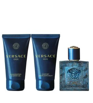 Versace Eros ajándék szett 50 ml + tusfürdő 50 ml + borotválkozás utáni balzsam férfi eau de toilette