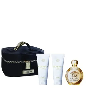 Versace Eros Pour Femme ajándékszett + testápoló tej 100 ml + tusfürdő 100 ml + kozmetikai táska parfümvíz nőknek