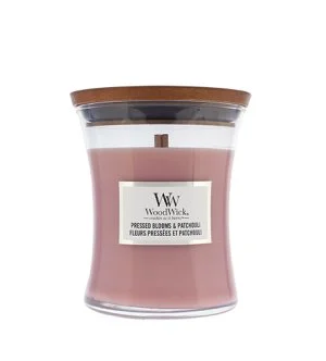 WoodWick Pressed Blooms & Patchouli illatgyertya fa kanóccal 275 g