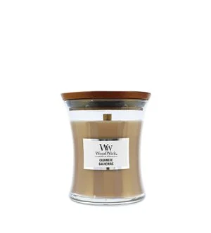 WoodWick Kis üveg/Cashmere illatgyertya fa kanóccal 85 g