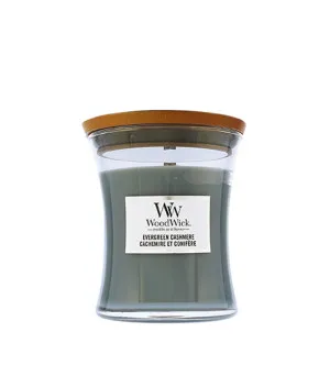 WoodWick Evergreen Cashmere vonná svíčka s dřevěným knotem pro muže