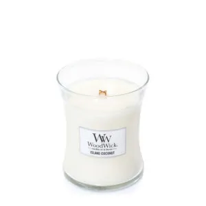 WoodWick Island Coconut vonná svíčka s dřevěným knotem pro ženy