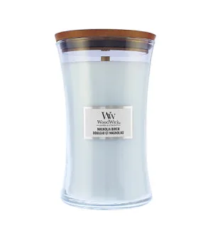 WoodWick Magnolia Birch vonná svíčka s dřevěným knotem pro muže