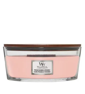 WoodWick WoodWick Pressed Blooms & Patchouli vonná svíčka s dřevěným knotem pro muže