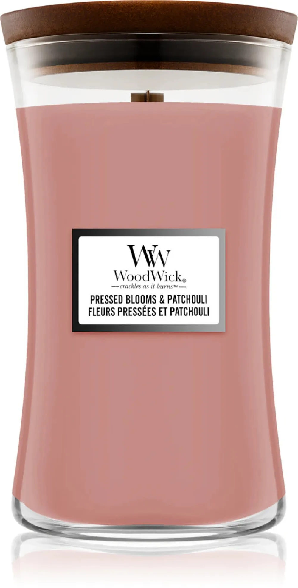 Pressed Blooms & Patchouli vonná svíčka s dřevěným knotem pro muže 609,5 g