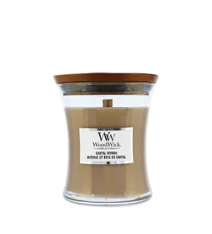 WoodWick Santal Myrrh vonná svíčka s dřevěným knotem pro muže
