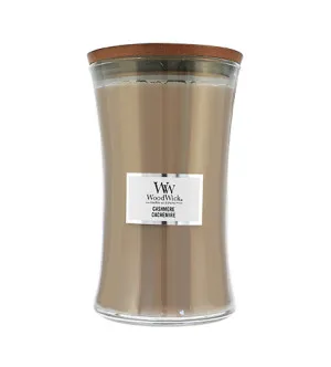 WoodWick WoodWick Sklo velké/Cashmere vonná svíčka s dřevěným knotem pro muže
