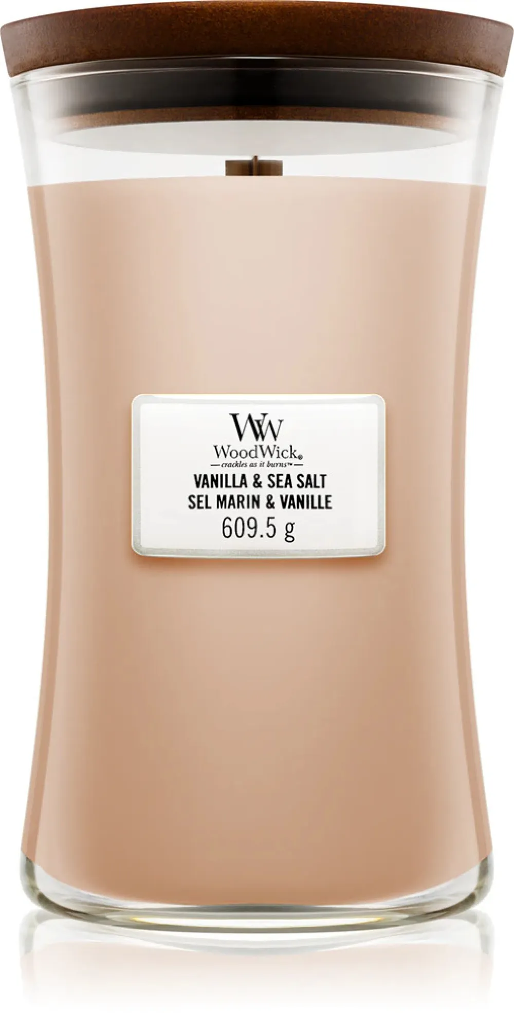 Vnilla & Sea Salt vonná svíčka s dřevěným knotem pro ženy 609,5 g