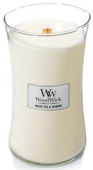 WoodWick WoodWick White Tea & Jasmine vonná svíčka s dřevěným knotem pro ženy