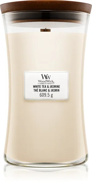 WoodWick WoodWick White Tea & Jasmine vonná svíčka s dřevěným knotem pro ženy